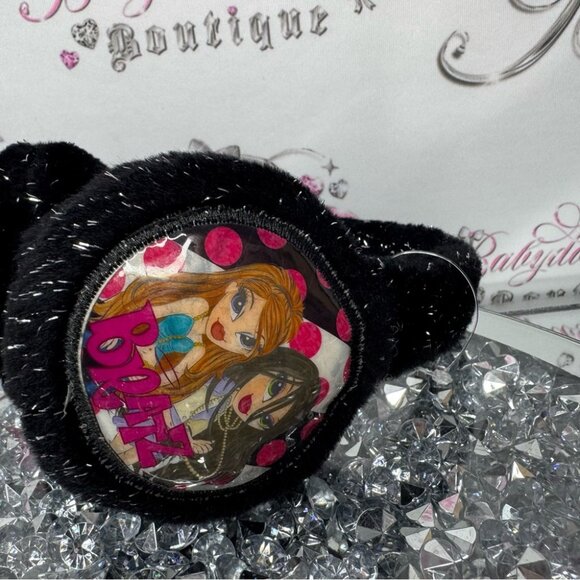 Bratz earmuffs winter warm ear cover hat headband sparkly glitter black silver main image 7